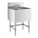 A Regency stainless steel underbar sink with two faucets.