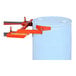 A white drum with red Polyjaws attached to it.