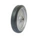A Wesco hand truck wheel with a black rubber tire and a black rim.