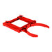 A red metal Wesco Industrial Products drum grabber attachment with two parts.