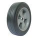 The metal rim of a Wesco Industrial Products hand truck wheel.