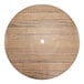 A circular wood surface with a hole in the center.