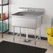 A Regency stainless steel one compartment commercial sink on a counter.