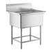 A Regency stainless steel commercial sink with one bowl and a wall mounted faucet.