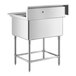 A Regency stainless steel commercial sink with one rectangular bowl and a drain.