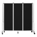A National Public Seating Robo room divider with black screens on wheels.