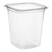 A Pactiv clear plastic deli container with a lid.