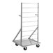 An Assure Parts mobile metal fryer basket rack with wheels.