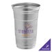 A silver Ball aluminum cup with purple Ball logo text.