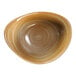 A close-up of a brown RAK Porcelain bowl with a spiral pattern.