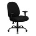 A Flash Furniture black fabric office chair with black arms and wheels.