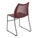 A Flash Furniture Hercules burgundy plastic chair with black legs.