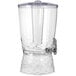 A clear plastic container with a clear lid and tap.