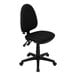 A black Flash Furniture office chair with wheels and arms.