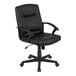 A black Flash Furniture office chair with wheels and arms.