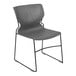 A Flash Furniture gray plastic chair with a black frame.