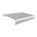 A gray Awntech Key West patio awning with a white frame and edge.