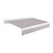 A gray Awntech Key West retractable awning with white protective hood.