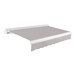 An Awntech gray and white Key West retractable patio awning with protective hood.