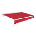 An Awntech Destin red awning with white trim.