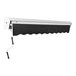 A black Awntech manual retractable patio awning with protective hood.