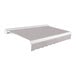 A white awning with a grey shade and protective hood.
