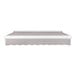 A gray Awntech Key West retractable patio awning with white protective hood.