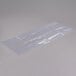 A rectangular clear plastic LK Packaging food bag on a white surface.