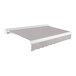 A grey Awntech Key West retractable patio awning over a white wall.
