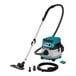 A Makita cordless vacuum cleaner with a hose and accessories.