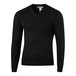A Henry Segal black high-tech acrylic long sleeve sweater with a v neck on a white background.