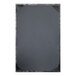 A grey rectangular menu cover with a steel brushed metallic border.