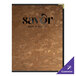 A H. Risch, Inc. Fools Gold metallic menu cover with black borders on a table.