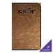 A H. Risch, Inc. fools gold metallic menu cover with black text on a table.