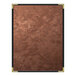 A brown and black metallic menu cover with a customizable insert.