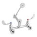 A silver Waterloo wall-mounted mop sink faucet with wrist blade handles.