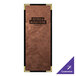 A brown metallic menu cover with black trim.