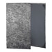 A grey steel menu cover with a black border.