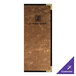 A brown brushed metallic menu cover with black text on it.
