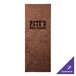 A bronze metallic rectangular menu cover with black custom text.