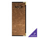 A brown rectangular menu cover with black edges.