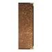 A brown and black rectangular menu cover with a gold border and customizable inserts.