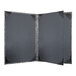 A black steel menu cover with black corners and a brushed metallic finish.