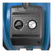 An XPOWER blue and black industrial fan on a mobile trolley.