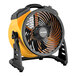 An XPOWER yellow and black air circulator utility fan with a stand.