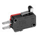 A Lavex miniature switch with black and red wires and levers.