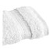 A white 1888 Mills washcloth with a fluffy edge on a white background.