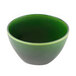 A close up of a green Elite Global Solutions Maya melamine bowl with a stripe on it.