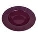 A close-up of a purple bowl with a white background.