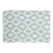 A teal cotton and polyester pool towel with a blue and white diamond pattern.